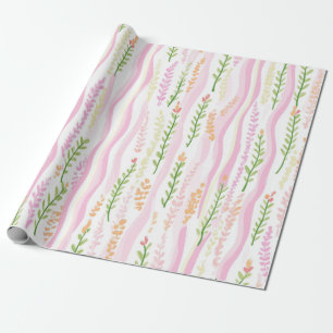 Modern Abstract Floral Line Pattern (7) Wrapping Paper