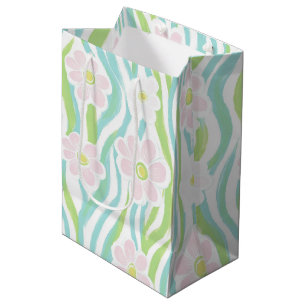 Modern Abstract Floral Line Pattern (8) Medium Gift Bag
