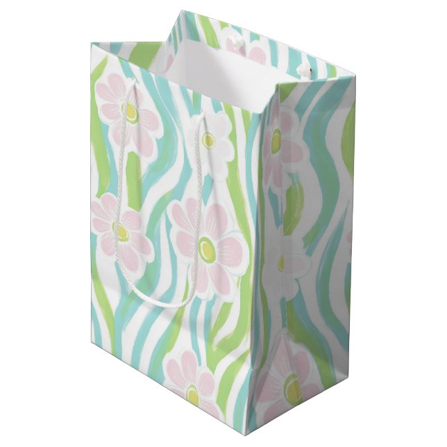 Modern Abstract Floral Line Pattern (8) Medium Gift Bag (Front Angled)