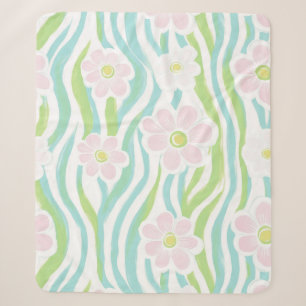 Modern Abstract Floral Line Pattern (8) Sherpa Blanket