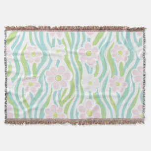 Modern Abstract Floral Line Pattern (8) Throw Blanket
