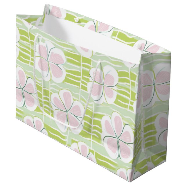 Modern Abstract Floral Line Pattern (9) Large Gift Bag (Front Angled)