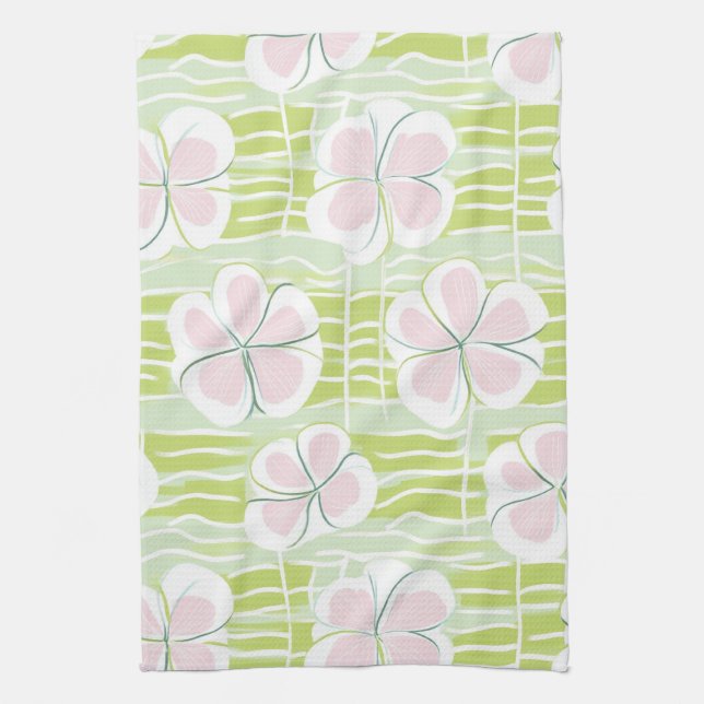 Modern Abstract Floral Line Pattern (9) Tea Towel (Vertical)