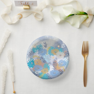 Modern abstract floral paper plate