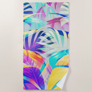 Modern Abstract Floral Pastel Colour Beach Towel
