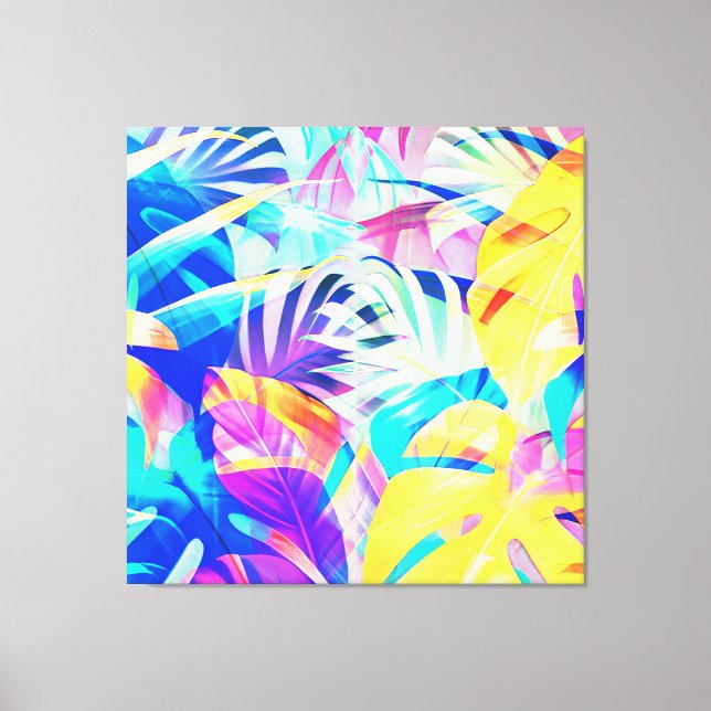 Modern Abstract Floral Pastel Colour Canvas Print (Front)