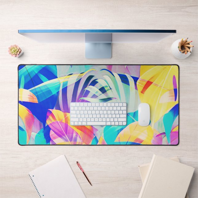 Modern Abstract Floral Pastel Colour Desk Mat (Office 1)