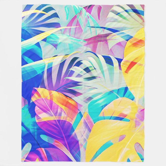 Modern Abstract Floral Pastel Colour Fleece Blanket (Front)