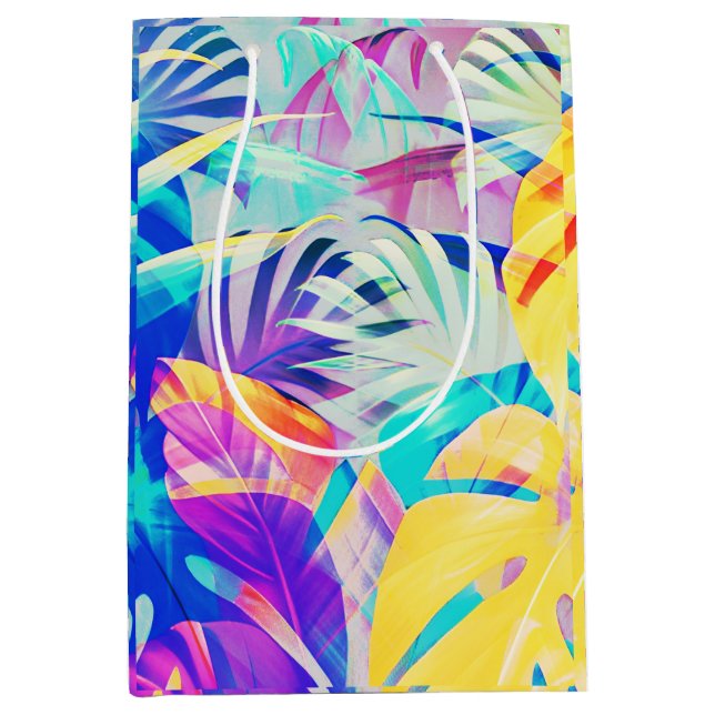 Modern Abstract Floral Pastel Colour Medium Gift Bag (Front)