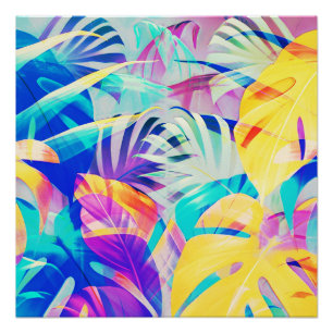 Modern Abstract Floral Pastel Colour Poster