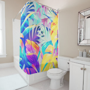 Modern Abstract Floral Pastel Colour Shower Curtain