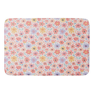 Modern Abstract Floral Pattern Bath Mat