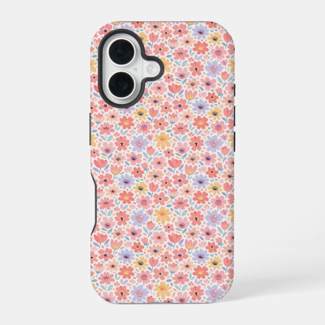 Modern Abstract Floral Pattern iPhone 16 Case (Back)