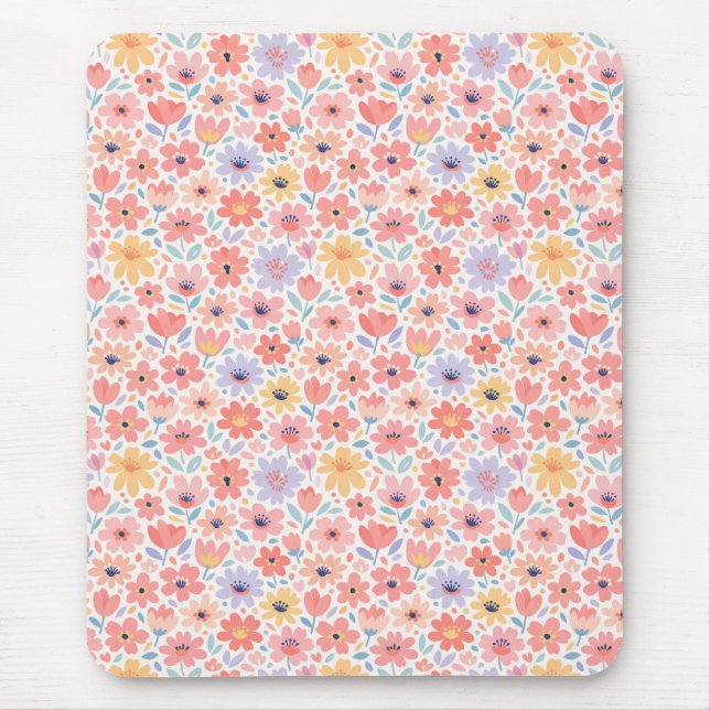 Modern Abstract Floral Pattern Mouse Pad (Front)
