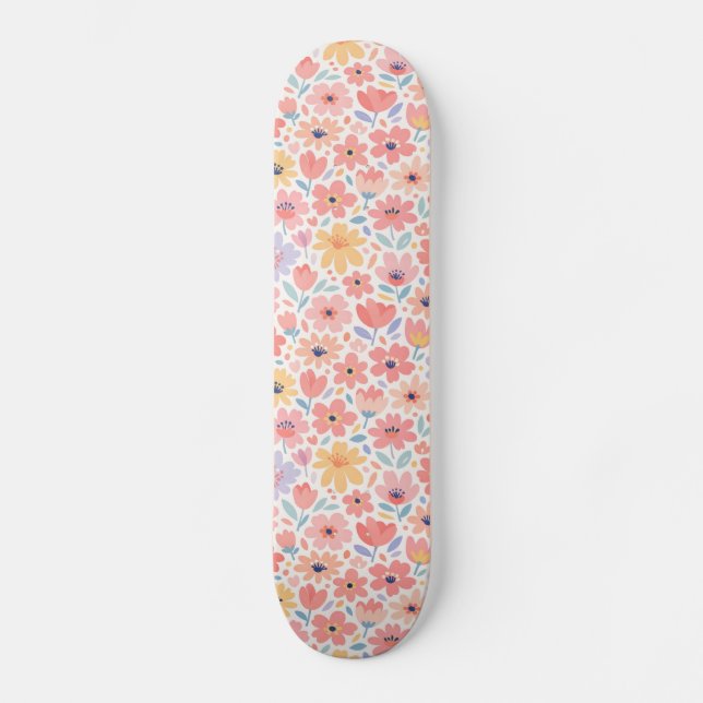 Modern Abstract Floral Pattern Skateboard (Front)