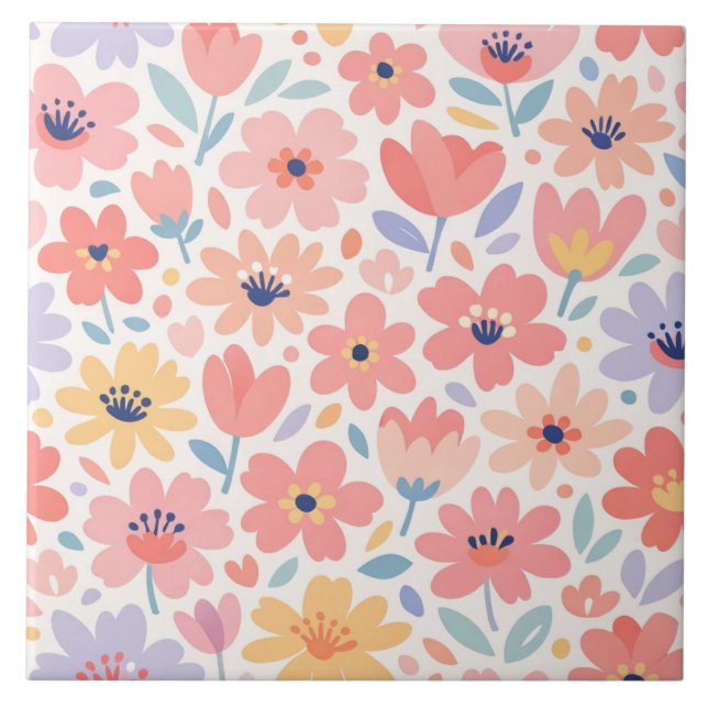 Modern Abstract Floral Pattern Tile (Front)