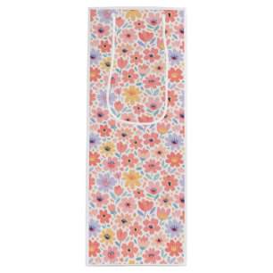 Modern Abstract Floral Pattern Wine Gift Bag