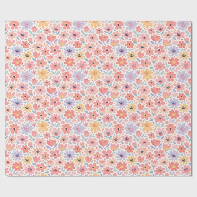 Modern Abstract Floral Pattern Wrapping Paper (Flat)