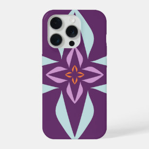 Modern Abstract Floral Purple and Orange iPhone 15 Pro Case