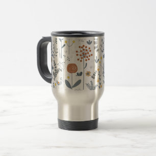 Modern Abstract Floral Seamless Pattern Travel Mug
