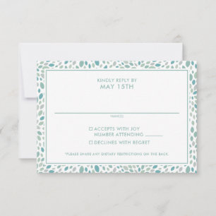 Modern Abstract Floral Seaside Green Wedding RSVP Card