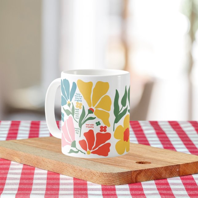 Modern Abstract Floral Teacher Gift with Inspiring Coffee Mug (Creator Uploaded)