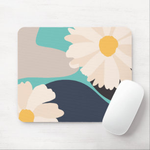 Modern Abstract Floral Teal Mouse Pad
