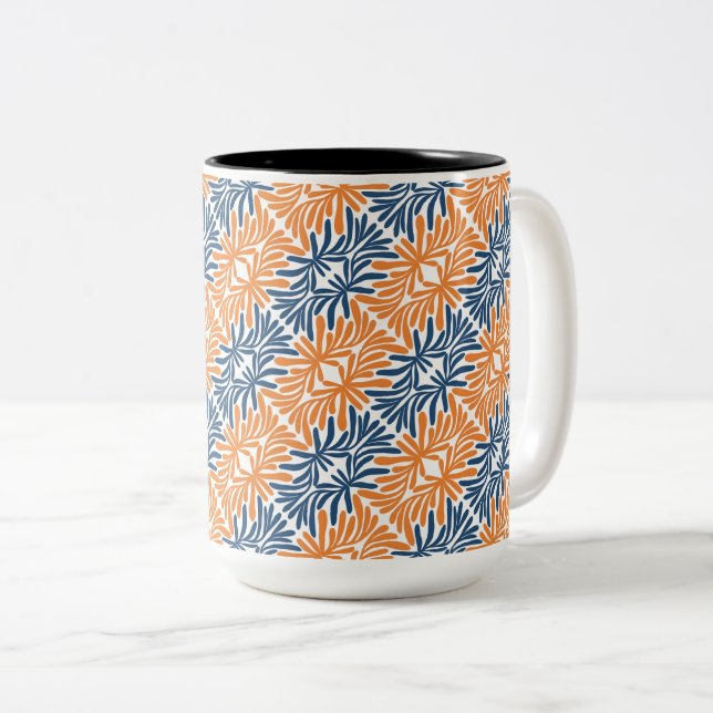 Modern Abstract Florals Two-Tone Coffee Mug (Front Right)