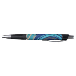 Modern Abstract Flow Art- Blue and Gold-