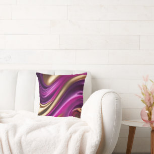 Modern Abstract-Flow Art-Purple Pink and Gold- Cushion