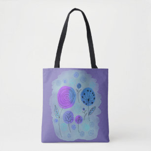 Modern Abstract Flower Art Purple Tote Bag