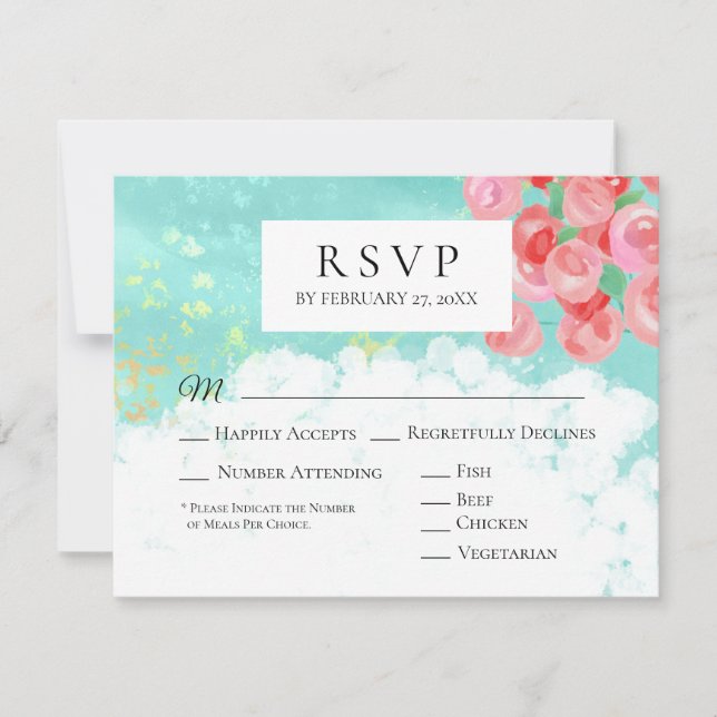 *~* Modern Abstract Flower Glitter Wedding RSVP Card (Front)
