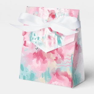 Modern Abstract Flowers and Bird Pink and Mint Favour Box