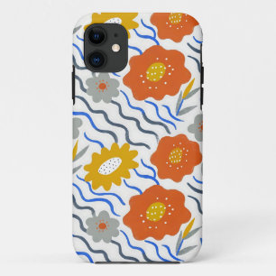 Modern Abstract Flowers Boho Wavy Case-Mate iPhone Case