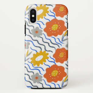 Modern Abstract Flowers Boho Wavy Case-Mate iPhone Case