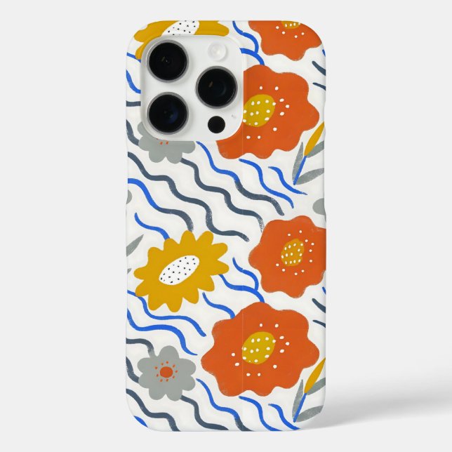 Modern Abstract Flowers Boho Wavy Case-Mate iPhone Case (Back)