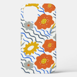 Modern Abstract Flowers Boho Wavy iPhone 12 Case