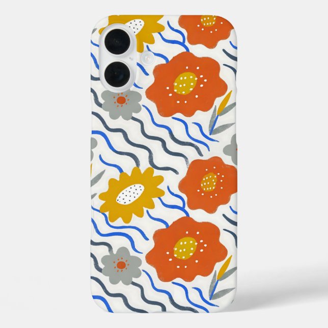 Modern Abstract Flowers Boho Wavy Case-Mate iPhone Case (Back)