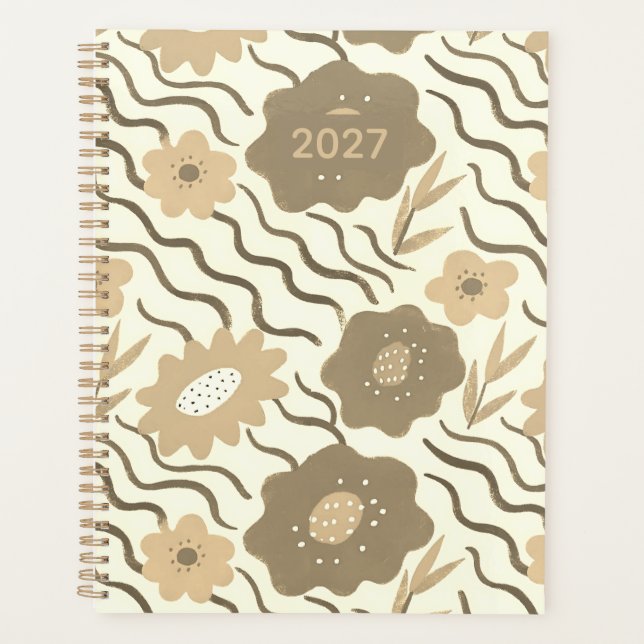 Modern Abstract Flowers Boho Wavy Planner (Front)
