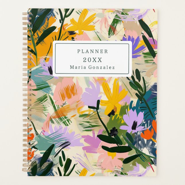 Modern Abstract Flowers Custom 2025 Weekly Planner (Front)