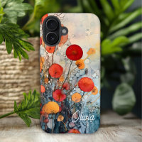 Modern Abstract Flowers Personalised Name