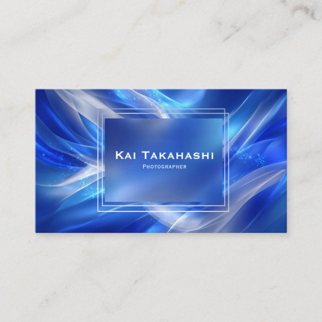 Modern Abstract Fluid Waves Corporate Business Card (Front)