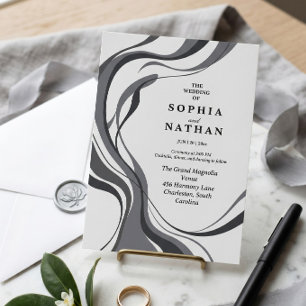 Modern Abstract Fluid Waves Wedding Invitation