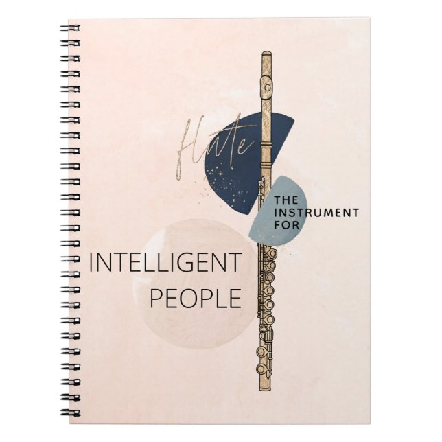 Modern Abstract Flute Quote Blush Pink & Navy Notebook (Front)
