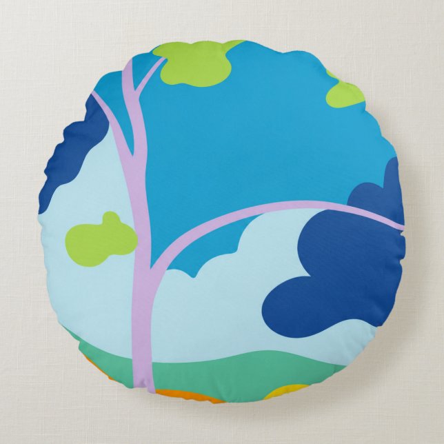 Modern Abstract Forest  Landscape Round  Cushion (Front)