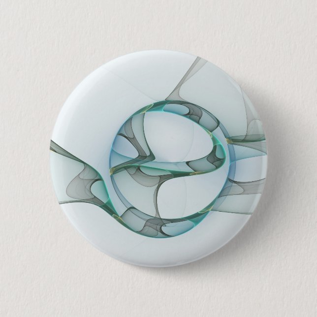 Modern Abstract Fractal Art Blue Turquoise Gray 6 Cm Round Badge (Front)