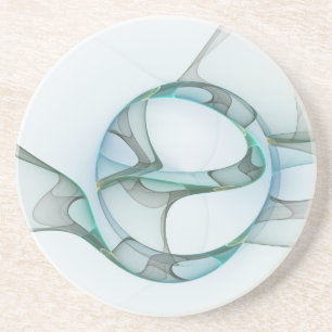 Modern Abstract Fractal Art Blue Turquoise Gray Coaster