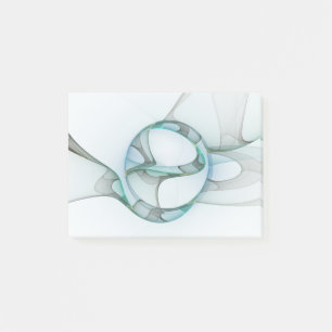 Modern Abstract Fractal Art Blue Turquoise Gray Post-it Notes