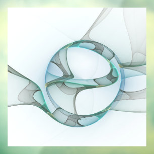 Modern Abstract Fractal Art Blue Turquoise Grey