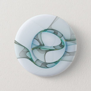Modern Abstract Fractal Art Blue Turquoise Grey 6 Cm Round Badge